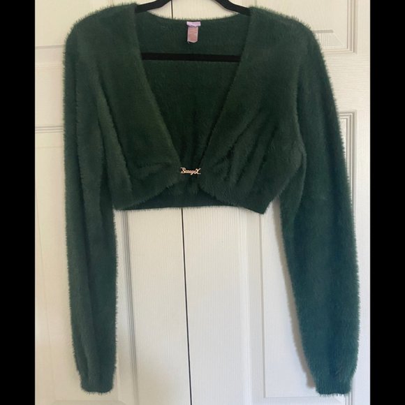 NWOT Savage X Fenty Fluff it Up Crop Top - Size L - Botanical Green - Picture 2 of 4